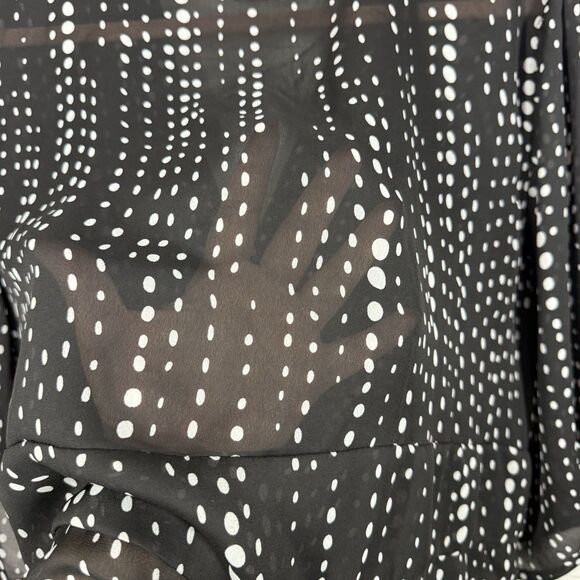 Momentum Sheer Cropped Blouse Women Plus Size 2x Black White Dots Whimsygoth - Picture 6 of 10